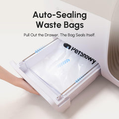 PetsSnowy automatic waste-sealing liners simplify litter changes.