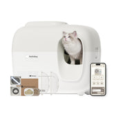 PetsSnowy self-cleaning litter box assembly for quick setup and tidy floors.