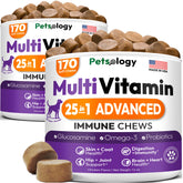 Petsology dog multivitamin chewables bottle front shows potential joint support