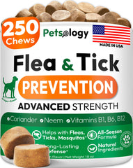 Petsology flea tick prevention pills for dogs in a bottle providing easy, year-round protection.