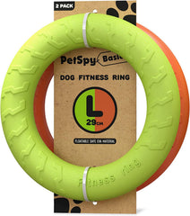 PetSpy dog ring toy in flight for outdoor fetch.