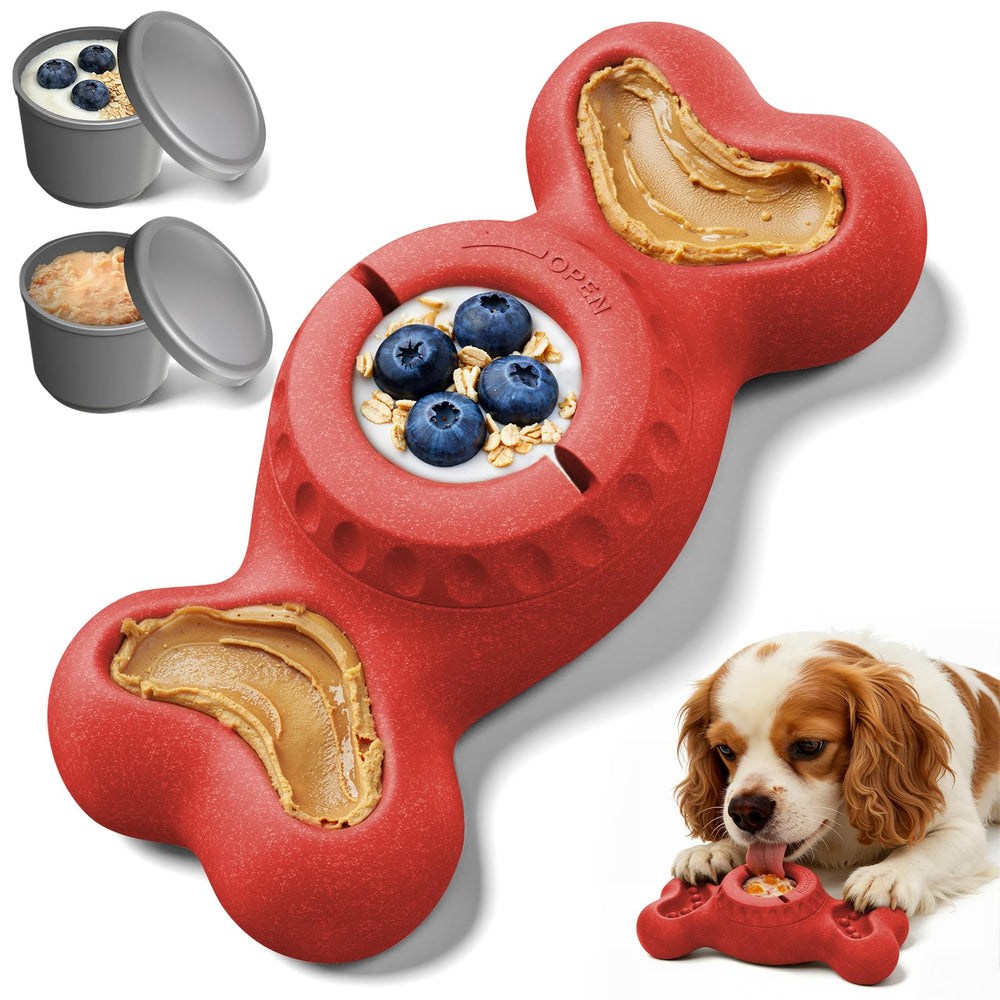 PETSWEET 3-in-1 enrichment toy for aggressive chewers, red, built for extended play.