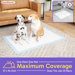 PETSWORLD Five-layer leak-proof padding with adhesive tabs keeps pads secure on busy floors.