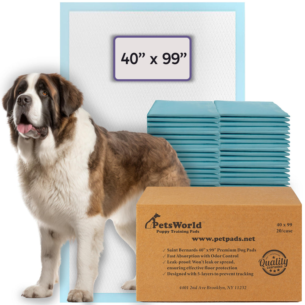 PETSWORLD mega-sized pee pad 40x99 protects floors during puppy training.