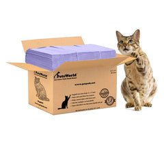 PetsWorld universal fit cat pad refills in a drawer litter box showing compatibility and freshness.