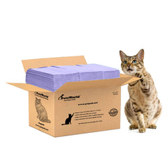 PETSWORLD universal-fit cat pad refills pack close-up showing easy disposal for drawer litter boxes.