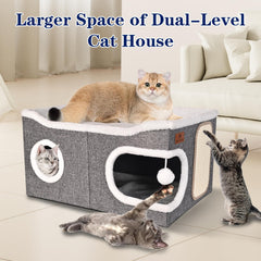 PETTDATE durable MDF cat condo supports multiple kittens safely