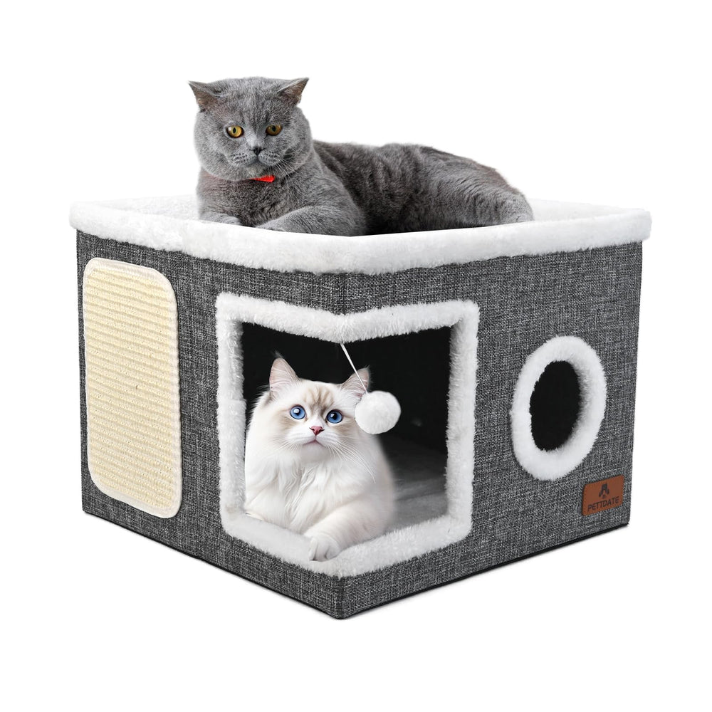 PETTDATE large cat cave bed with scratch pad protects furniture