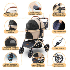 Pettingzoo dog stroller folded compact for easy storage during travel.