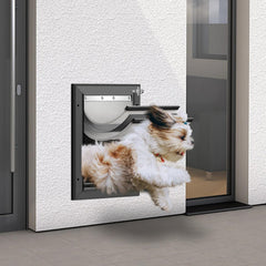 Rust-proof aluminum frame dog door offers long-term durability against elements