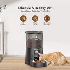 PETULTRA timer-display image showcases precise scheduling for six daily meals.