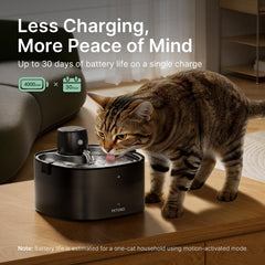 PETUNO cat water fountain detachable battery enabling easy charging away from outlets