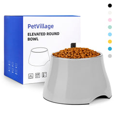 Petvillage raised dog bowl with non-slip gray base for comfortable feeding.