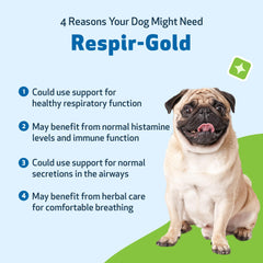 Pet Wellbeing Respir-Gold bottle being poured for easy dosing.