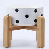 Petygooing elevated bowl with wood stand for comfortable feeding of small dogs