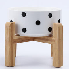 Petygooing elevated bowl with wood stand for comfortable feeding of small dogs