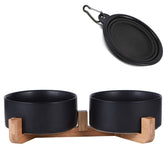 Petygooing ceramic dog bowl with stand in black elevates feeding with anti-slip stability