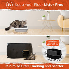 Pexter cat litter box enclosure with scoop storage pocket for quick scooping.