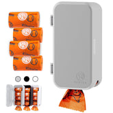PEXTER dog poop bag dispenser front view in gray for easy access to bags