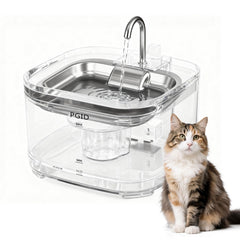 PGID cat water fountain transparent tank shows water levels at a glance for easy monitoring
