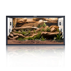 Phailozoo 120 gallon bearded dragon tank front view with sliding doors for easy access