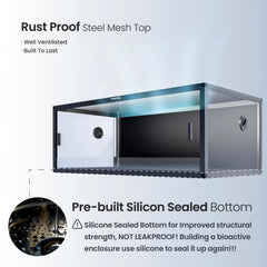 Phailozoo front-opening door handles simplify feeding and maintenance.