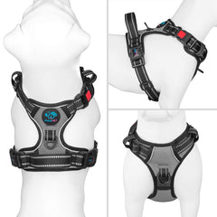 PHOEPET No Pull Harness grey back clip for everyday walks.