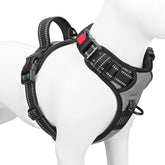 PHOEPET No Pull Harness grey front clip improves leash control.