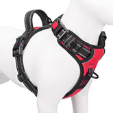 PHOEPET reflective harness for large breeds with front and back leash rings for controlled walking.