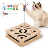 PHOEXXIX cat nail file enrichment box side view shows sturdy multi-layer wood for longevity