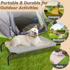 PHYEX elevated dog bed mesh closeup shows breathable fabric for cooling comfort.