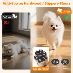 PICK FOR LIFE paw grips provide reliable traction on hardwood floors.