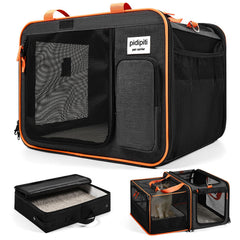 Pidipiti expandable car travel carrier with extra space for a calm cat during trips.