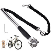 Pietenjoy hands-free dog bike leash attachment shown on a bike for secure riding