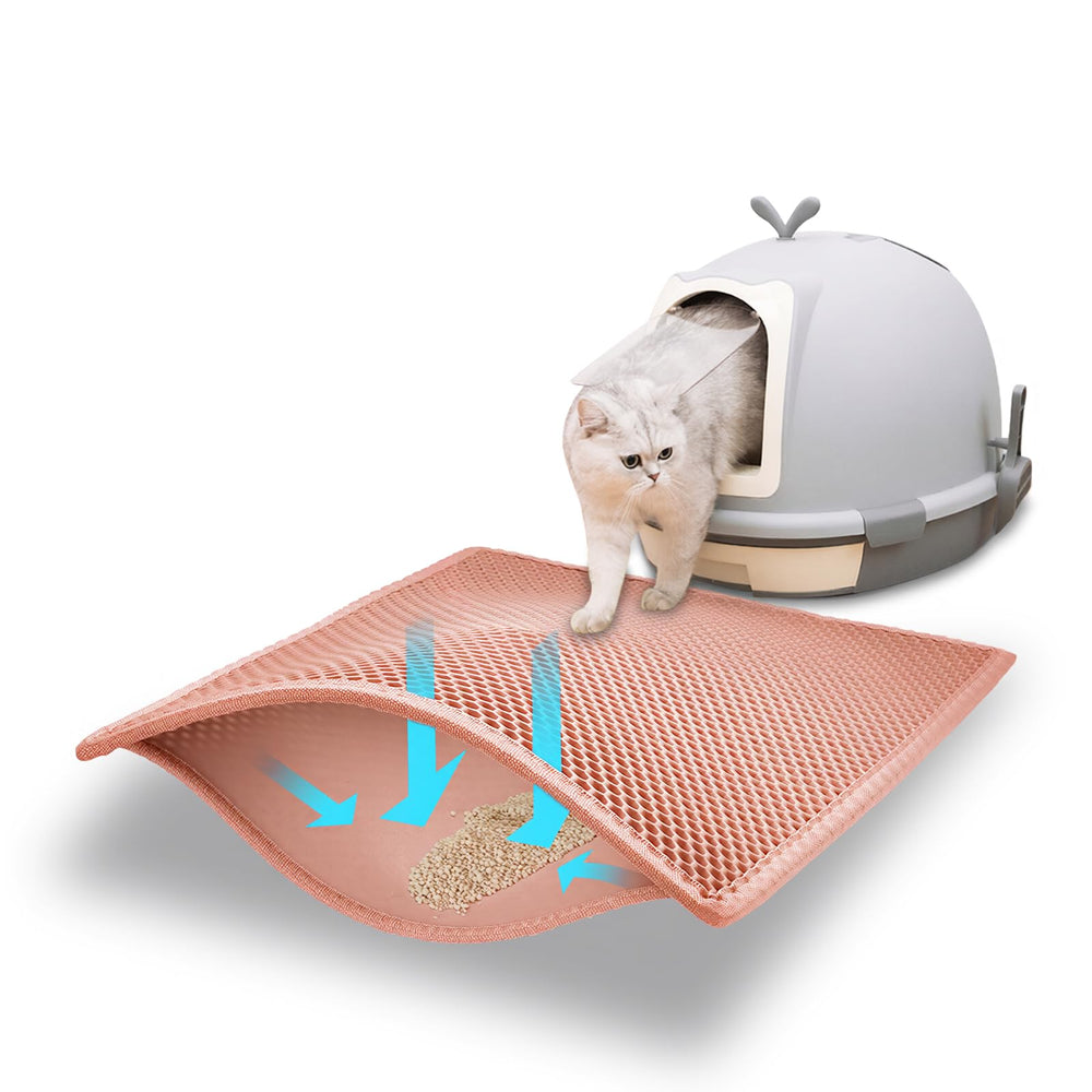 Pieviev cat litter mat with double-layer design for easy cleanup
