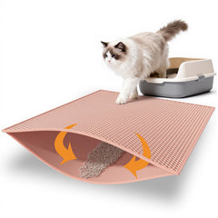 Pieviev cat litter mat with double-layer design traps litter for easy cleanup