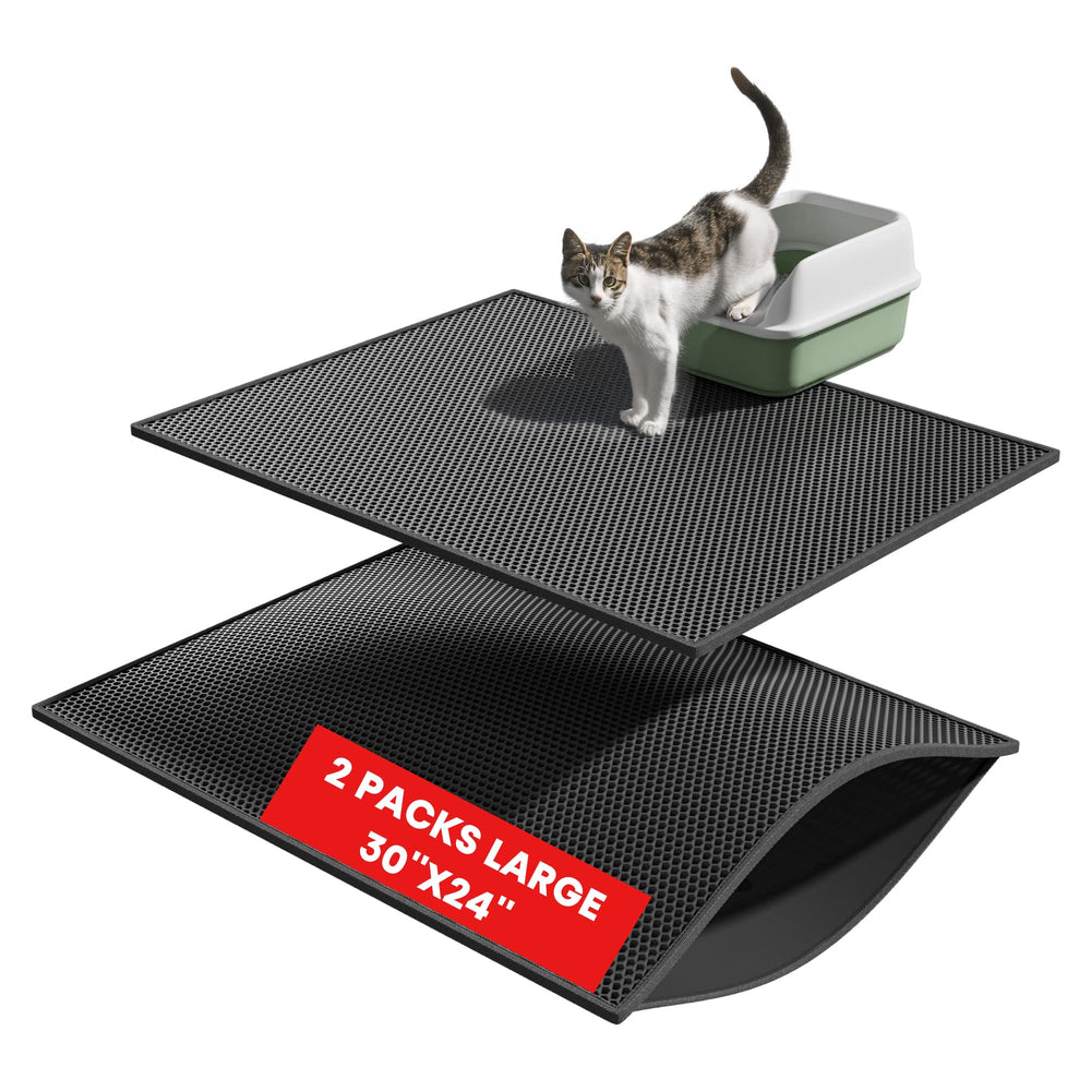 Pieviev cat litter mat double-layer front view traps litter for cleaner floors.