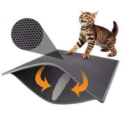 Pieviev cat litter mat double layer honeycomb design traps litter efficiently.