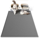 Pieviev cat litter mat with double-layer design traps litter and protects floors.