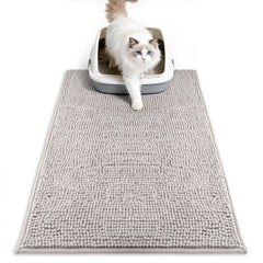 Pieviev Chenille Cat Litter Mat under-litter-box traps litter for a cleaner floor
