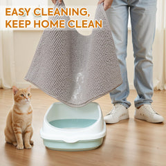 Pieviev Chenille Cat Litter Mat easy cleaning by shaking or washing