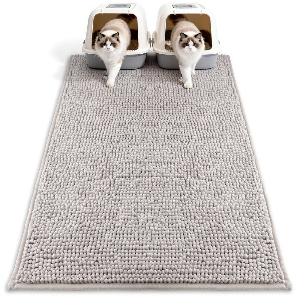 Pieviev Chenille Cat Litter Mat under-box deep fibers trap litter
