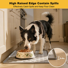 Pieviev food mat non-slip bottom keeps bowls stable during lively meals