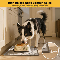 Pieviev dog cat food mat with non-slip bottom keeps bowls steady
