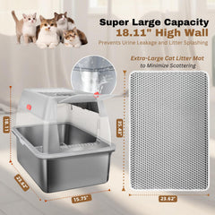 PINENEST XXL enclosed stainless steel litter box offering privacy and easier cleaning