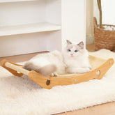 Pingping-go sisal cat scratcher bed front view with natural wood frame for sturdy lounging