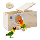 PINVNBY parakeet nesting box front view, sturdy construction for safe nesting.