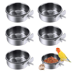 PINVNBY parrot feeding cups in cage prevent tipping and keep meals tidy.
