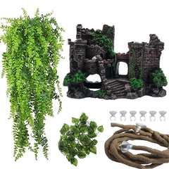 PINVNBY reptile resin castle decoration front view for secure hideouts