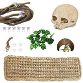 PINVNBY resin human skull for reptile enclosures with natural hiding caves